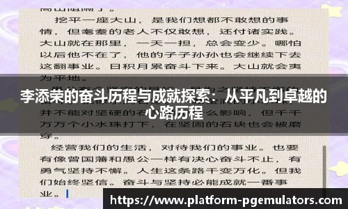 李添荣的奋斗历程与成就探索：从平凡到卓越的心路历程